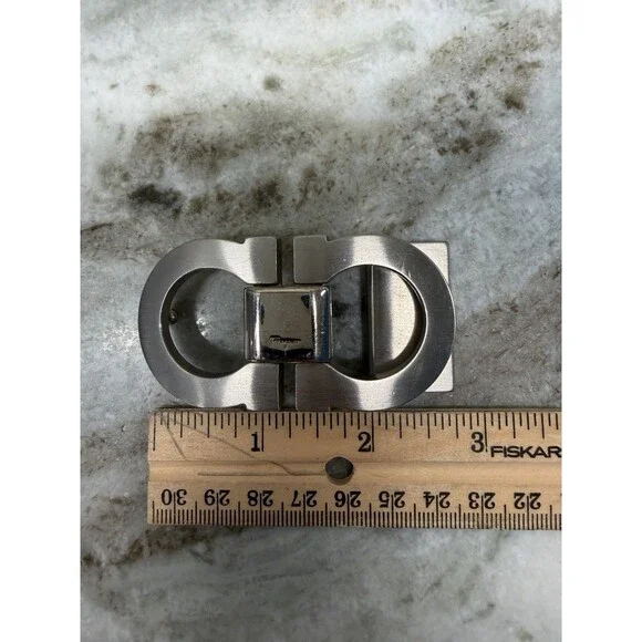 Ferragamo Belt Buckle Silver Tone Fits Belt Width 1”+ Made In Italy - Picture 7 of 9